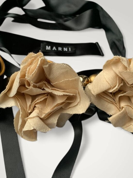 Marni Resin & Linen Silk Ribbon Collar Necklace - Picture 2 of 3